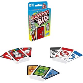 Monopoly Bid Game, Quick-Playing Card Game For 4 Players, Game For Families And Kids Ages 7 And Up