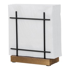 MyGift Napkin Holder for Table, Matte Black Metal Napkin Dispenser for Kitchen Dining with Rustic Burnt Brown Wood Base, Decorative Holders for Paper Mail Bills Home Decor