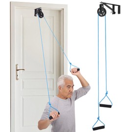 Shoulder Pulley for Physical Therapy, Over The Door Pulley Rehab Exercise, Metal Bracket, Adjustable Rope, 360° Rotation, Upper Limb Training Exercise Pulley for Injury Rehab Recovery Stretching