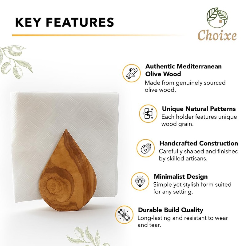 Olive Wood Napkin Holder. Beautiful, Unique, Decorative, Made of Mediterranean