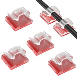 Zamus 200Pcs Clips Organizador de Cables Adhesivo, Grapas para Cable Clips Adhesivos para Cables, Abrazadera de Cable de Acabado Para Escritorio, Coche, Oficina