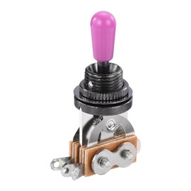 MECCANIXITY 3 Way Short Straight Guitar Toggle Switch Pickup Selector Black with Purplish Red Tip Knob Caps for Electric Guitars Parts Replacement