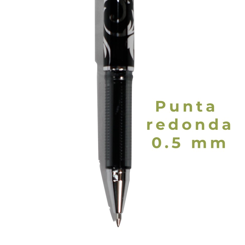 12 Bolígrafos, Plumas borrables, Tinta de gel Negra con goma