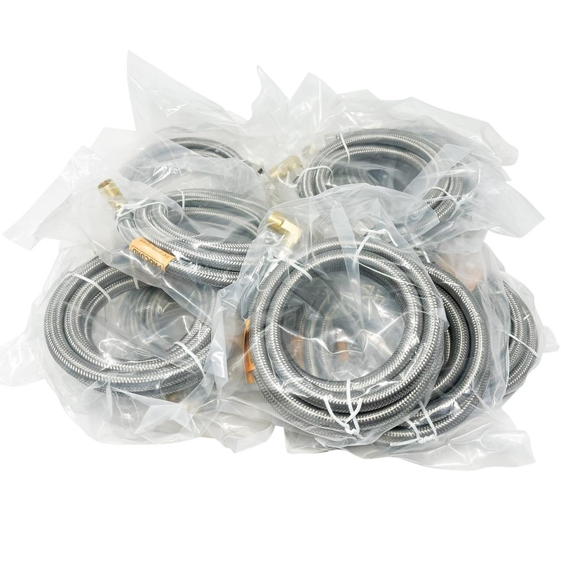 PROCURU 2-Pack 6-Ft Stainless Steel Dishwasher Hose with Elbow, 3/8"