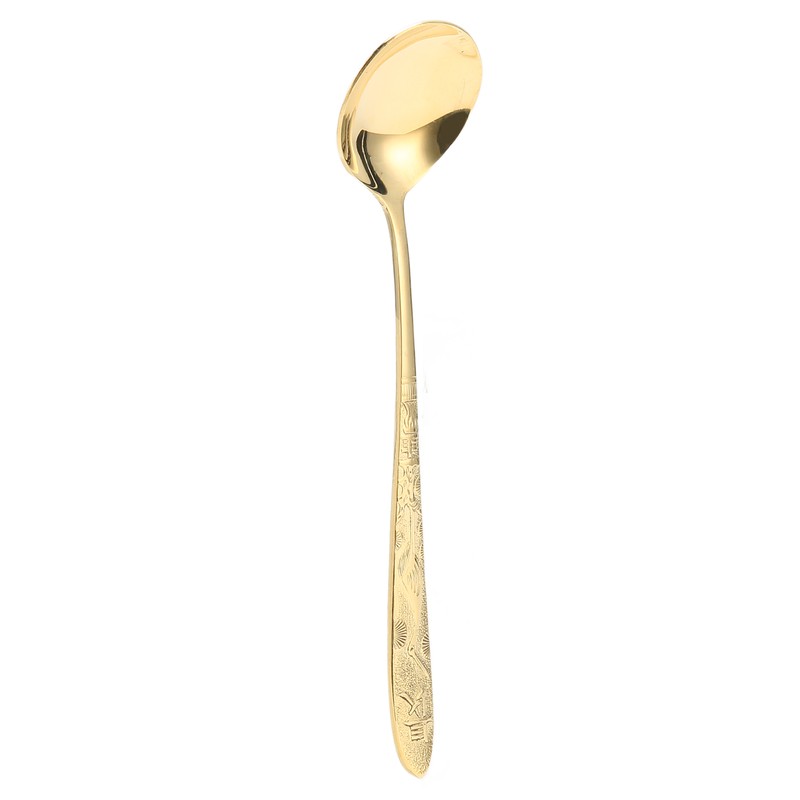 Serving Spoon Mirror Polished Brass Glossy Edges Heavy Duty Round