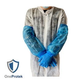 OneProtek 100 Disposable Polyethylene Waterproof Sleeve - Elasticated at Both Ends - One Size (45cm) - Blue