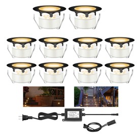 YZGWZLD Recessed LED Deck Lights Kits,10Pack Φ1.78 Step Lights Kits In Ground Outdoor LED Landscape Lighting IP67 Waterproof, 12V Low Voltage for Garden,Yard Steps,Stair,Patio,Floor,Deck Railings