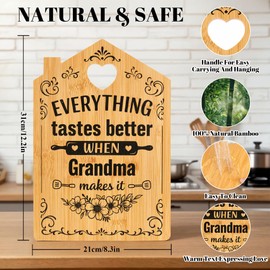 Grandma Gifts, Personalized Bamboo Cutting Board Gift for Grandma – Christmas, Mother’s Day & Birthday Gift from Grandchildren, Engraved Kitchen Keepsake