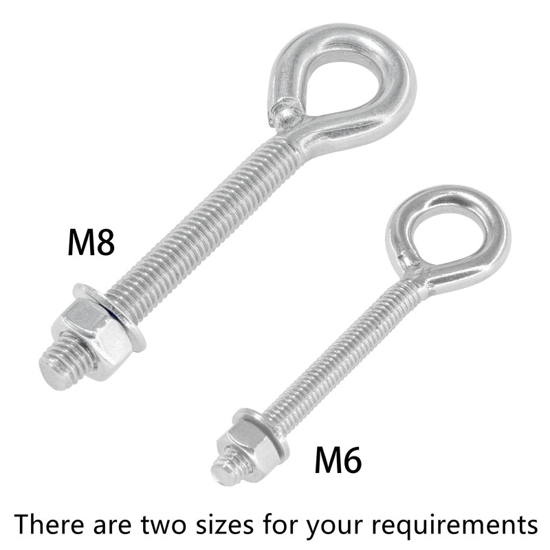 6 Pieces Closed Eye Bolts with Long Handles – Heavy-Duty