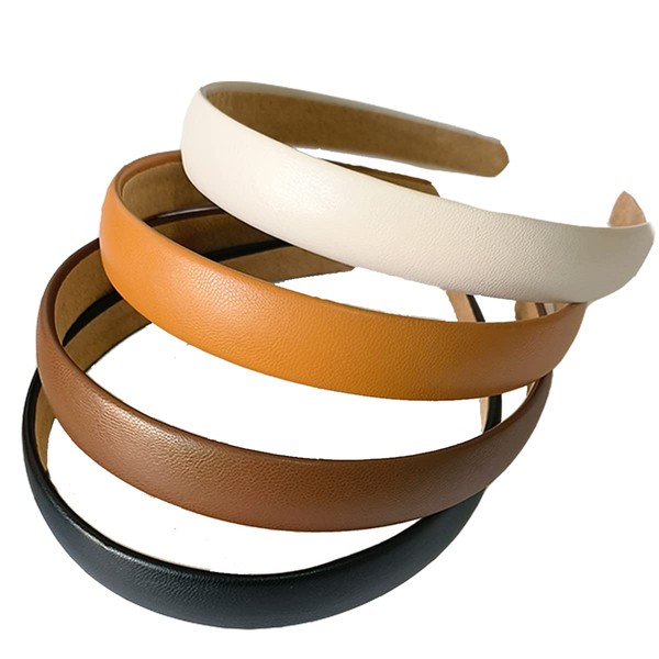 Diadema de cuero antideslizante de moda ancha para mujer, diadema