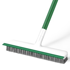 Floor Scrub Brush, 51" Long Handle Scrub Brushes for Cleaning 2 in 1 Heavy Duty Deck Brush Stiff Bristle Tile Floor Scrubber for Shower Bathroom Garage Kitchen Wall Tub and Swimming Pool