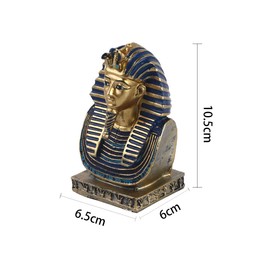 VOANZO Small Golden Cobra and Vulture Mask of Pharaoh Statue Egyptian Dynasty King TUT Bust Figurine with Hieroglyphs