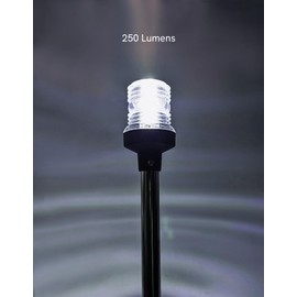 Pactrade Marine Navigation Lights for Boats LED - 24-Inch White LED Stern Light/LED Anchor Light with Removable Flat-Top Base and American Flag 12x18 Inches (250 LM, 3 NM) | Boat Navigation Lights