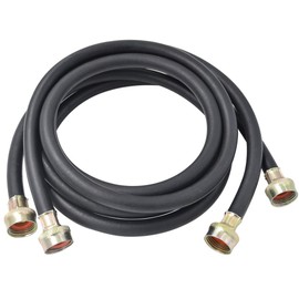 6FT Washing Machine Hoses Black Rubber Hot and Cold Water Supply Line, Long Burst Proof 3/4" FHT x 3/4" FHT (2 Pack)