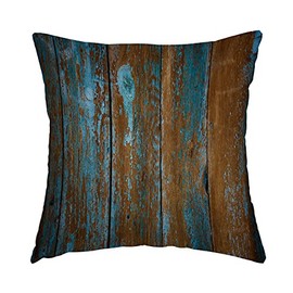 Swono Country Rustic Distressed Teal Green Barn Wood Pillow Cover 16x16 inches,Decorative Couch Pillow Cover for Sofa,Cotton Linen Cushion Case Indoor Outdoor Home Decoration