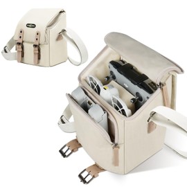 GAGITERVR Neo Fly More Combo Travel Case, Shoulder Messenger Carrying Bag with Canvas Leather Trim Fits DJI Neo Drone/Up to 6 Batteries/RC-N3/N2/Charging Hub & Accessories, Ideal for Trip and Storage
