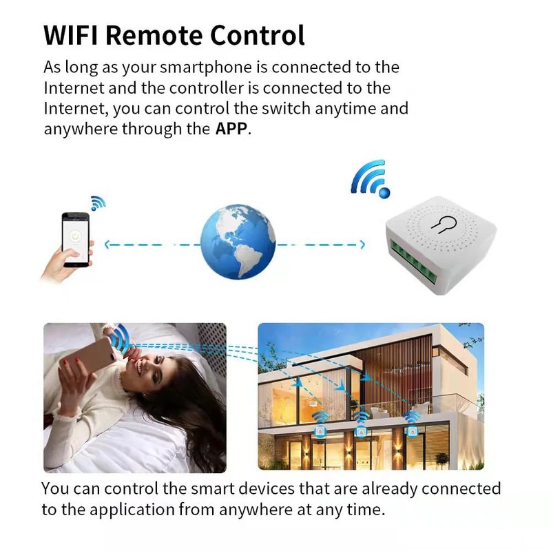 QIACHIP 16A Smart Module Light Switch, Mini DIY WLAN Switch,