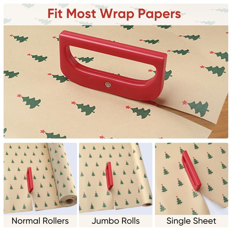 2 Pack Wrapping Paper Cutter, Pathneer Dual-Ended Gift Wrap Cutter