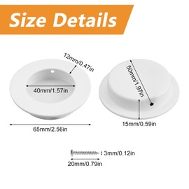 MOROBOR 4pcs White Round Recessed Handle, 65mm Large Stainless Steel Sliding Door Handles Cabinet Handles Invisible Handles with Mounting Screws for Glass Door Cabinet Cupboard Drawer