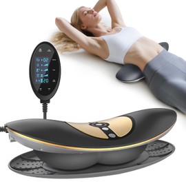 Electric Lumbar Traction Device, 4-in-1 Lower Back Massager with Dynamic Traction, 20-Level Microcurrent Therapy, 3-Level Hyperthermia & Vibration, Auto-Off, Long-Lasting Battery for Home Office Use