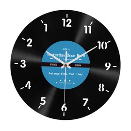 Fenteer Backwards Clock 12" Round Creative Arabia Numbers Decorative Clock Counterclockwise Wall Clock for Bedroom Office Home Decor