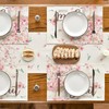 ZCHOMI Spring Pink Floral Placemats Set of 4, 12x18 Inch