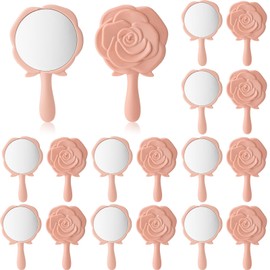 Wesiti 18 Pcs Pocket Mirror Bulk Rose Design Compact Mirror Princess Mirror Plastic Portable Makeup Mirror Rose Handheld Mirrors for Bridal Shower Favor Quinceanera Party Favors for Guests