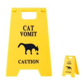 Cat Vomit Caution Sign, Printed Warning Sign Dog Puke Sign Cats Live Here Novelty Desk Sign Cat Vomit Warning Sign Funny Cat Signs Decor Funny Dog Signs Decor for Pet Owner (Cat)
