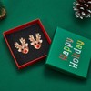 CLASSYZINT Christmas Dangle Earrings for Women Shiny Gold Plated Reindeer