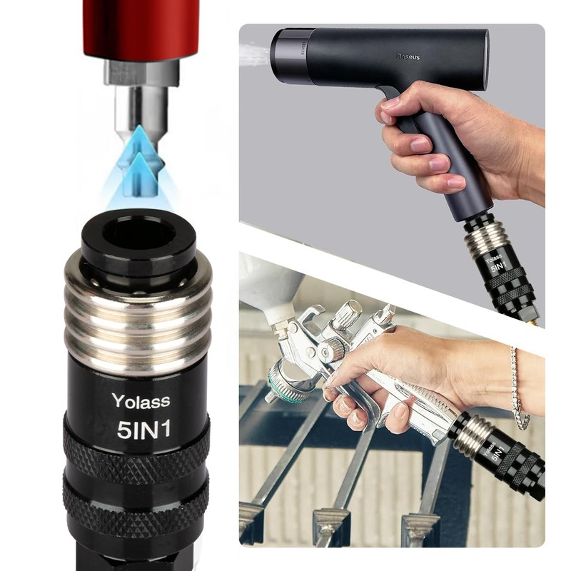 Yolass 5 In 1 Universal Quick Industrial Air Coupler, Air