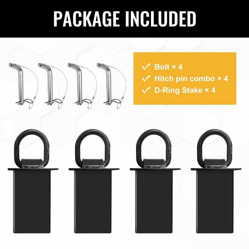 Suemoss 5/8" Heavy-Duty Stake Pocket D Rings with Anti-Loss Cord