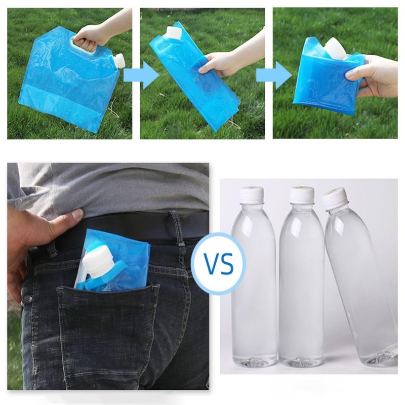 ZBJBinCH Folding Water Bag PE Plastic Drinking Water Container Portable