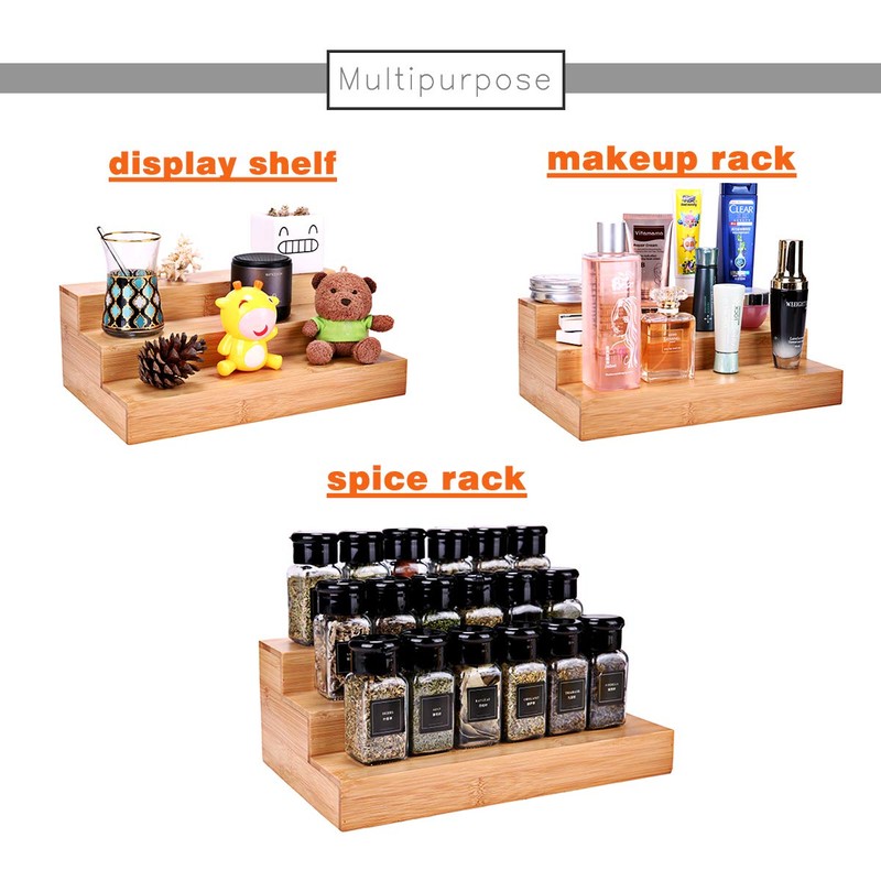 Sansnow Step Spice Rack Set Cabinet Shelf Spice Holder, 3-Tier