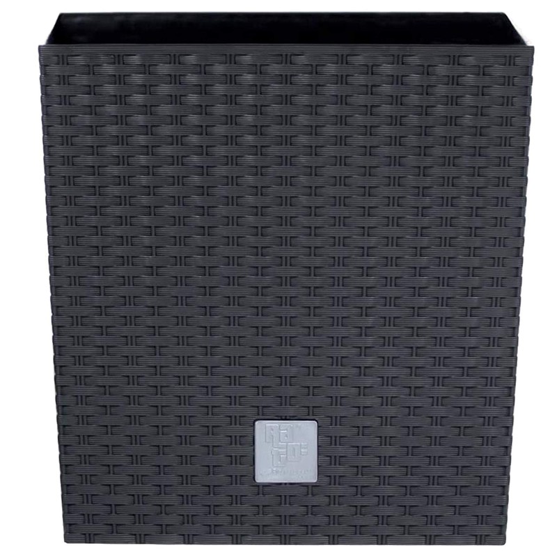 Prosper Plast Rattan Flower Pot, Black (Anthracite) Plastic Planter, 17cm