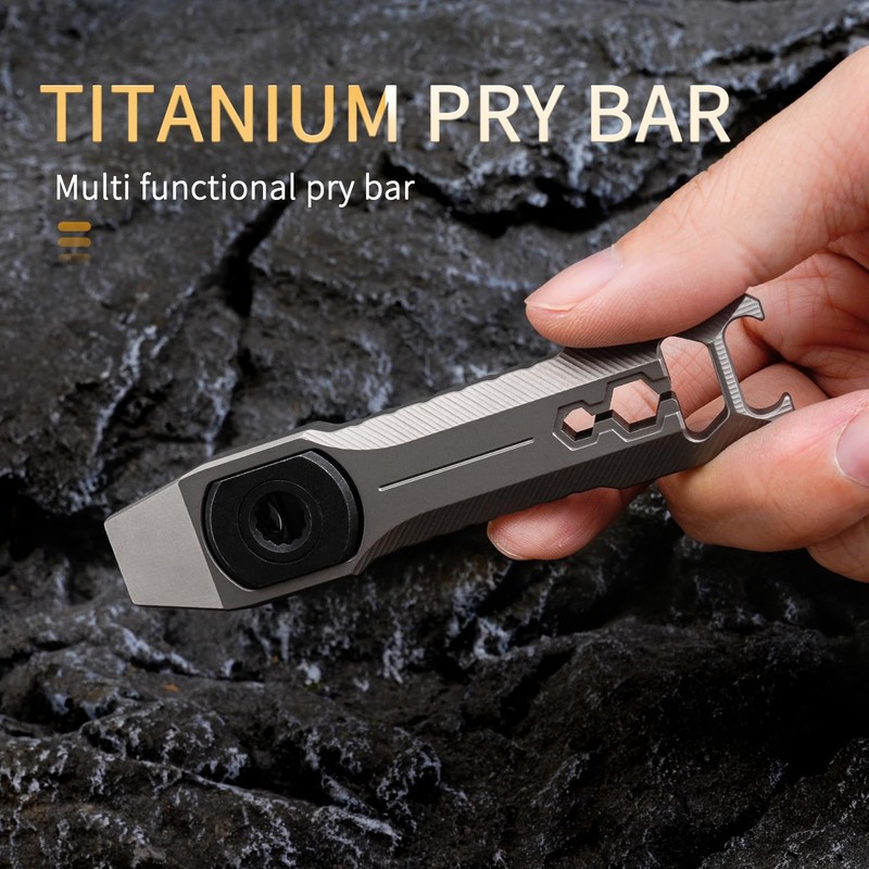 ainhue A391 Compact 3.91 inches Stonewashed TC4 Titanium Pry Bar