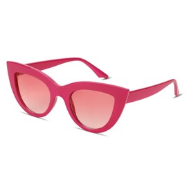 Freckles Mark Vintage Retro Cateye Sunglasses for Women Bold Colorful Cat Eye UV400 Protection (Hot-Pink, 65)