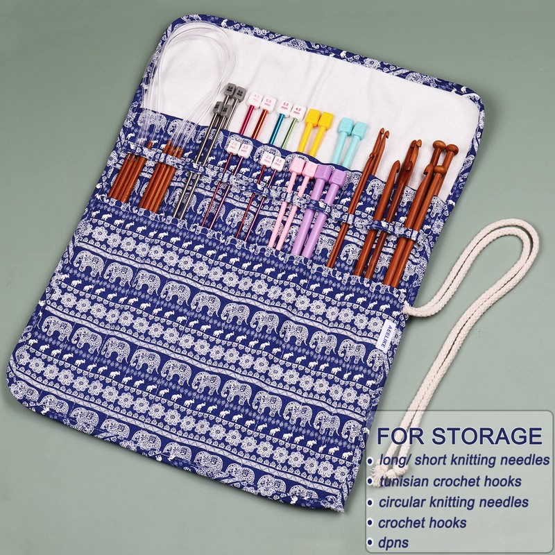 Aeelike Knitting Needle Roll Up Case Empty, Large Knitting Needle