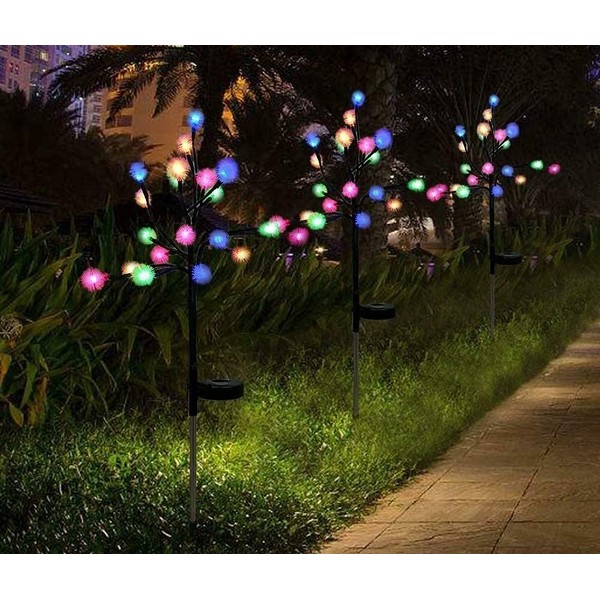 EpicGadget Solar Snowball Dandelion Light, Colorful Stainless Steel Solar Path Stake Lights for Outdoor Landscape Lighting, for Lawn, Patio, Yard, Walkway, Driveway, Pathway and Garden (4 Pack)