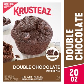 Krusteaz Muffin Mix, Double Chocolate Muffin Mix, Made with Real Chocolate Chips & No Artificial Flavors, Colors or Preservatives, 20 Ounce Box (Pack of 3)