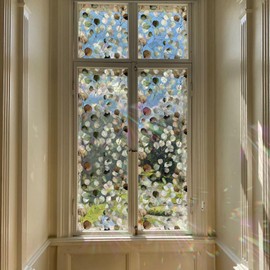 QUCHENG Suncatcher Static Window Film Glass Cling Watercolor Leaves Privacy Decal Living Room Sun Blocking Stained Decor Large Stickers DIY Decorations