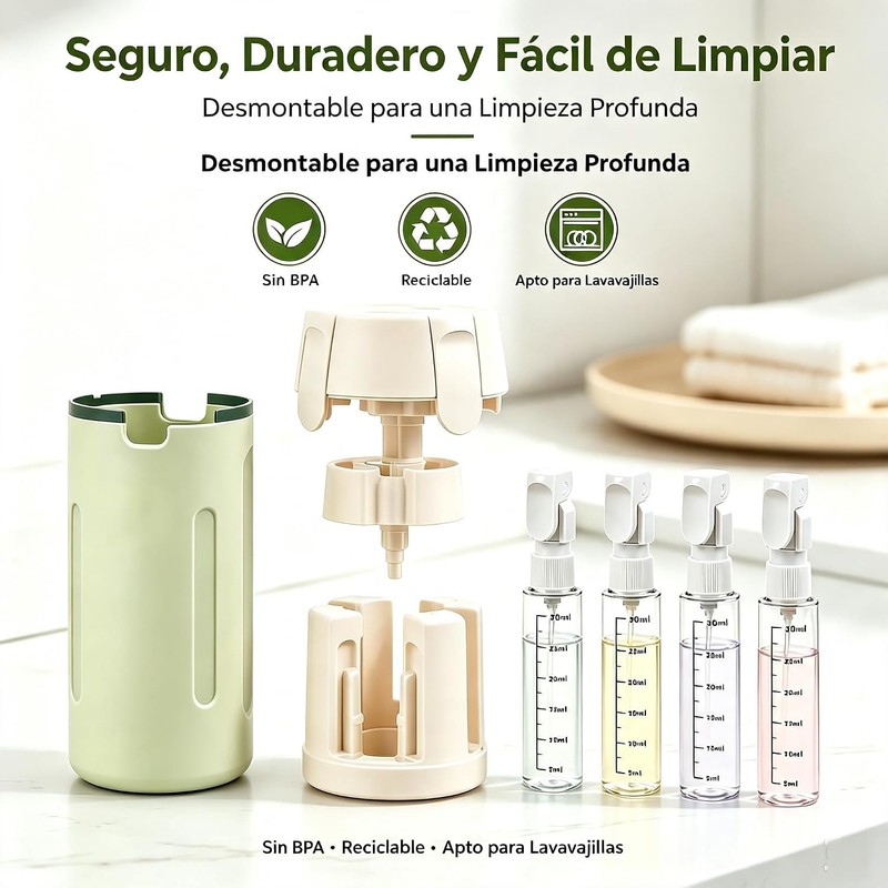 Dispensador de Viaje 4 en 1 para Gym, Campamento y
