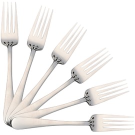 6 Fruit Forks, Dessert Forks, Steak Forks, 17.5 x 2.36 cm, High Gloss Polished Stainless Steel 18/0