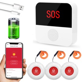 DAYTECH WiFi Smart Caregiver Pager Wireless Call Button for Elderly Monitoring Emergency Call Bell Medical Alert System, 3 Panic Buttons 1 Receiver(ONLY Support 2.4G WiFi)