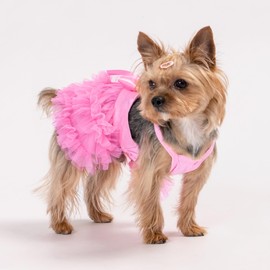 Fitwarm Sparkly Dog Tiered Dress, Fancy Dog Clothes for Small Dogs Girl, Bohemian Doggie Birthday Outfit, Pet Apparel, Pink, Large