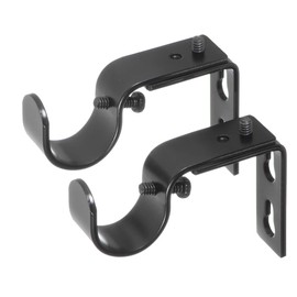 Ivilon Short Projection Brackets for Curtain Rods - for 7/8 or 1 Inch Rods. Set of 2 - Black