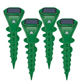 Mole Repellent Solar Powered Ultrasonic,Deer Repellent Devices,Gopher Trap Groundhog Repeller,Sonic Spikes Get Rid of All Pests Vole, Chipmunk,Cat,Skunk,Snake,Mole Trap for Lawn, Garden Yard, 4 Pack
