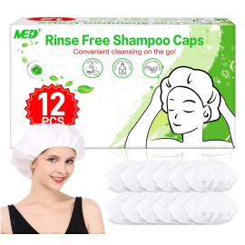 MED Shampoo Caps No Rinse Waterless Hair Washing Shower Caps 12 Packs for Elderly