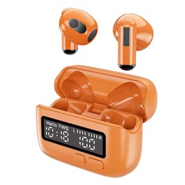 Fahgaer Portable Clock Wireless Bluetooth Earphones Semi in Ear Touch Gaming Esports Long Range Headphones-Orange