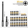LOZAGU 27-Piece 25mm PZ2 Screwdriver Impact Bits Set with Magnetic