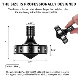 CHEETOP Precision Metal Spinning Top, Long Lasting Spin Time and Perfect Balance, Skilled Adult Easily Exceed 10 Mins, Portable Stainless Steel EDC Office Desktop Game Toys (L, Black)